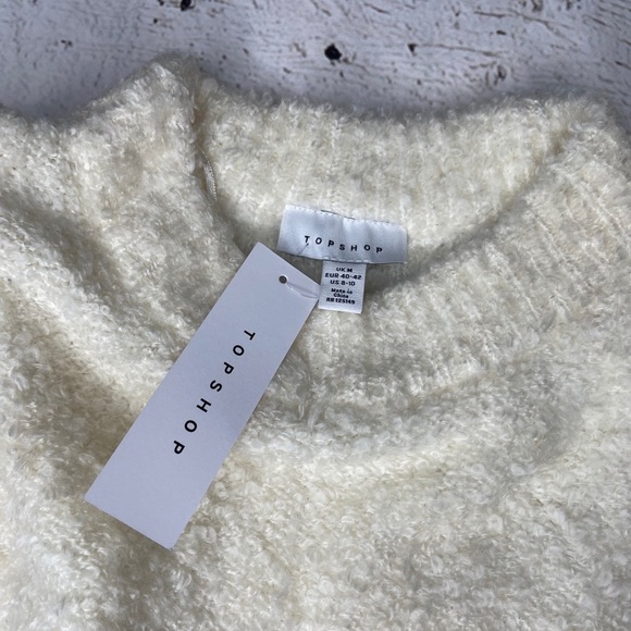 Topshop Cream Boucle Mock Neck Sweater Size 8-10 - Picture 5 of 7